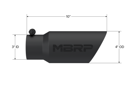 MBRP Universal Tip 4in OD 3in Inlet 10in Length Dual Wall Angled End Black