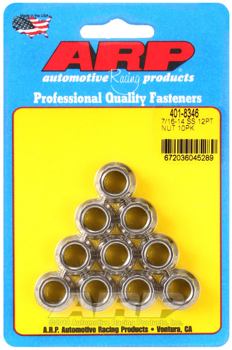 ARP 7/16-14 12PT Nut Kit SS - 10 PK