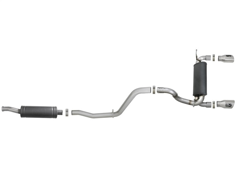 Load image into Gallery viewer, aFe Rebel Series 2.5in 304 SS Cat-Back Exhaust w/ Polished Tips 2018+ Jeep Wrangler (JL) V6 3.6L
