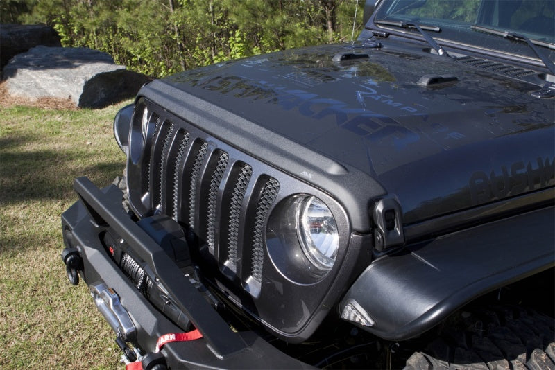 Load image into Gallery viewer, AVS 2018+ Jeep Wrangler (JL) 2dr/4dr Aeroskin II Textured Low Profile Hood Shield - Black
