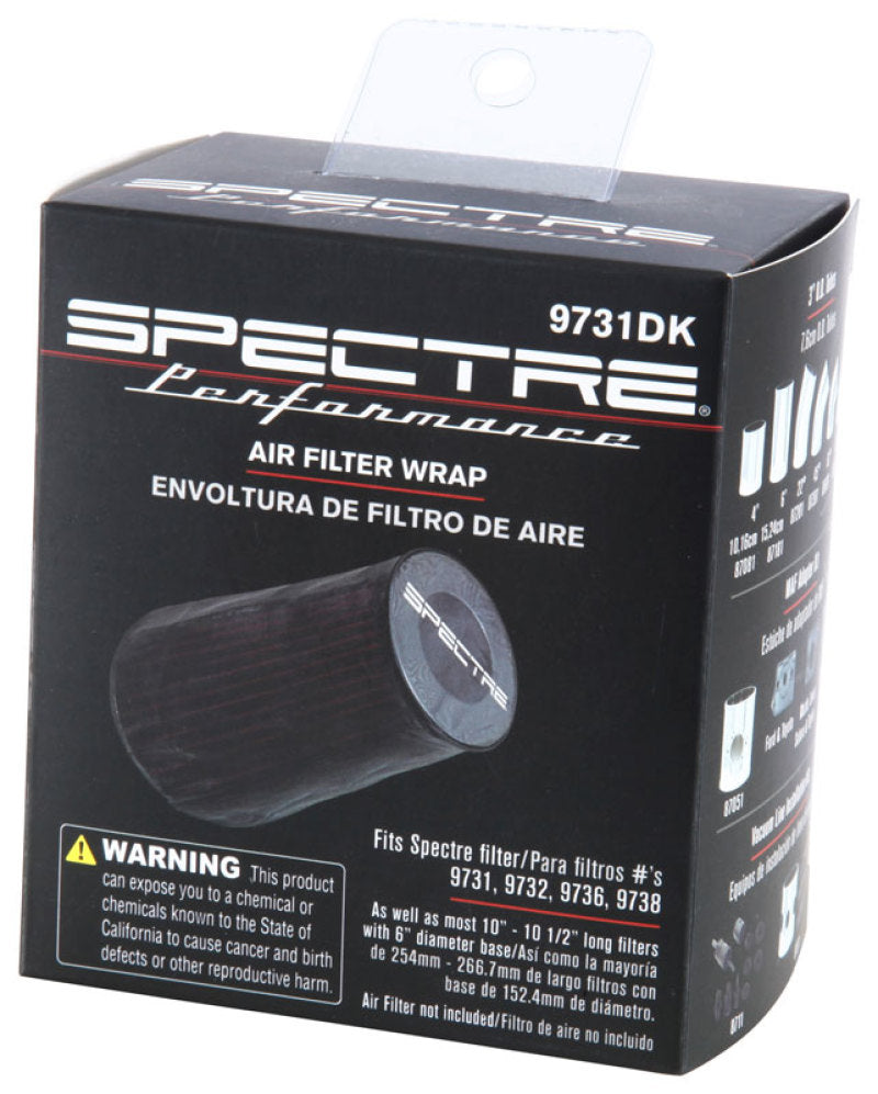 Load image into Gallery viewer, Spectre Universal Pre-Filter Wrap 6.125in. x 9.125in. - Black

