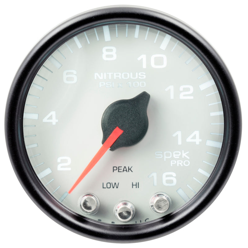 Load image into Gallery viewer, Autometer Spek-Pro Gauge Nitrous Press 2 1/16in 1600psi Stepper Motor W/Peak &amp; Warn Wht/Blk
