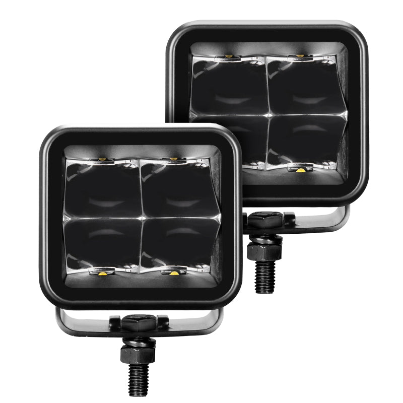 Load image into Gallery viewer, Go Rhino Xplor Blackout Series Cube LED Spot Light Kit (Surface/Threaded Stud Mnt) 3x3 - Blk (Pair)
