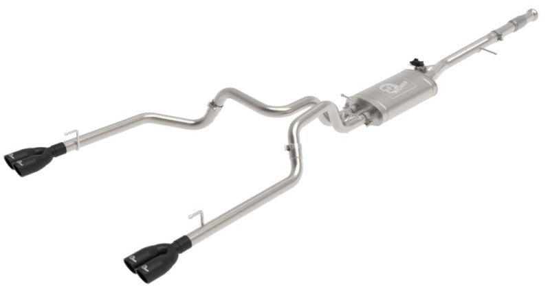 Load image into Gallery viewer, aFe Gemini XV 3in 304 SS Cat-Back Exhaust w/ Cutout 19-21 GM Silverado/Sierra 1500 V8- w/ Black Tips
