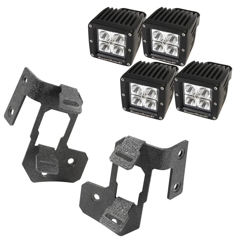 Load image into Gallery viewer, Rugged Ridge 07-18 Jeep Wrangler JK Textured Black Square A-Pillar LED Light Mount Kit
