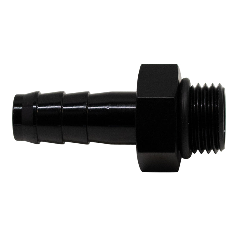 Load image into Gallery viewer, DeatschWerks 6AN ORB Male to 3/8in Male Triple Barb Fitting (Incl O-Ring) - Anodized Matte Black
