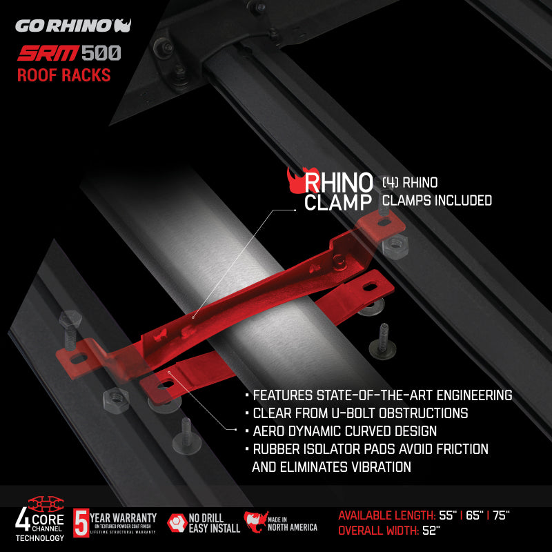 Load image into Gallery viewer, Go Rhino SRM500 Tri-Rail Kit (For 75in. Long Rack) - Tex. Blk (Rails ONLY - Req. Platform)
