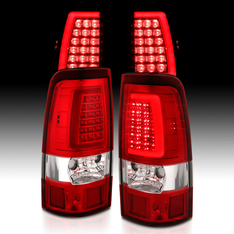 Load image into Gallery viewer, ANZO 2003-2006 Chevy Silverado 1500 LED Taillights Plank Style Chrome With Red/Clear Lens
