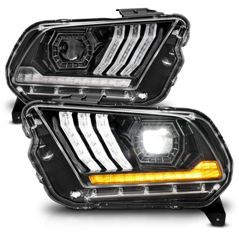 Load image into Gallery viewer, ANZO 13-14 Ford Mustang (w/ Factory HID/Xenon HL only) Projector Headlights w/Light Bar Black
