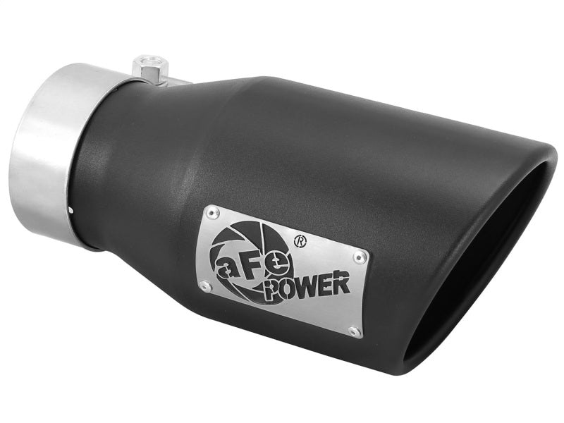 Load image into Gallery viewer, aFe Power Gas Exhaust Tip Black- 3 in In x 4.5 out X 9 in Long Bolt On (Black)
