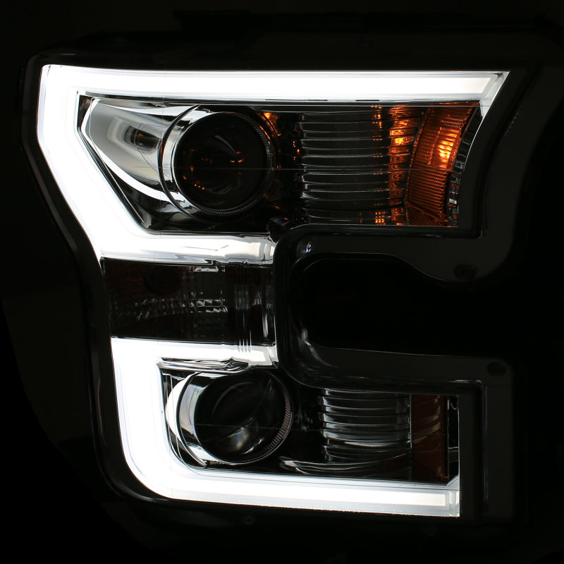 Load image into Gallery viewer, ANZO 2015-2016 Ford F-150 Projector Headlights w/ Plank Style Design Chrome w/ Amber
