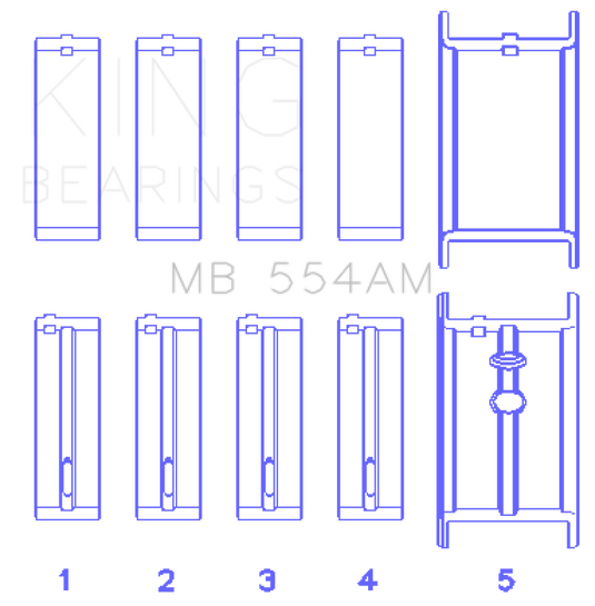 King Engine Bearings GM 265/283/302/327 8 Cyl (Size STD) Main Bearing Set
