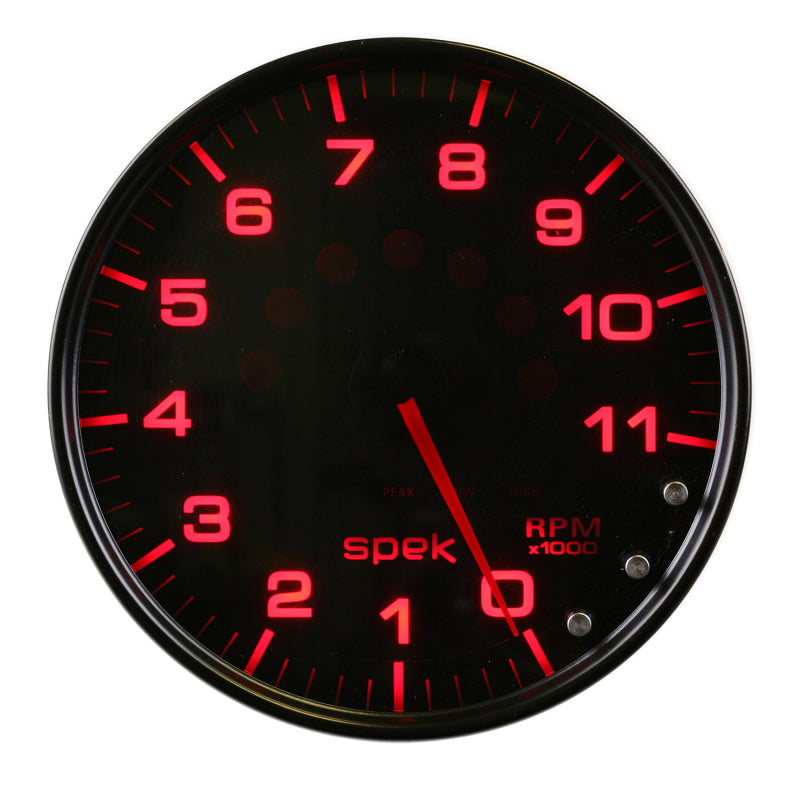 Load image into Gallery viewer, Autometer Spek-Pro Gauge Tachometer 5in 11K Rpm W/Shift Light &amp; Peak Mem Black/Smoke/Black
