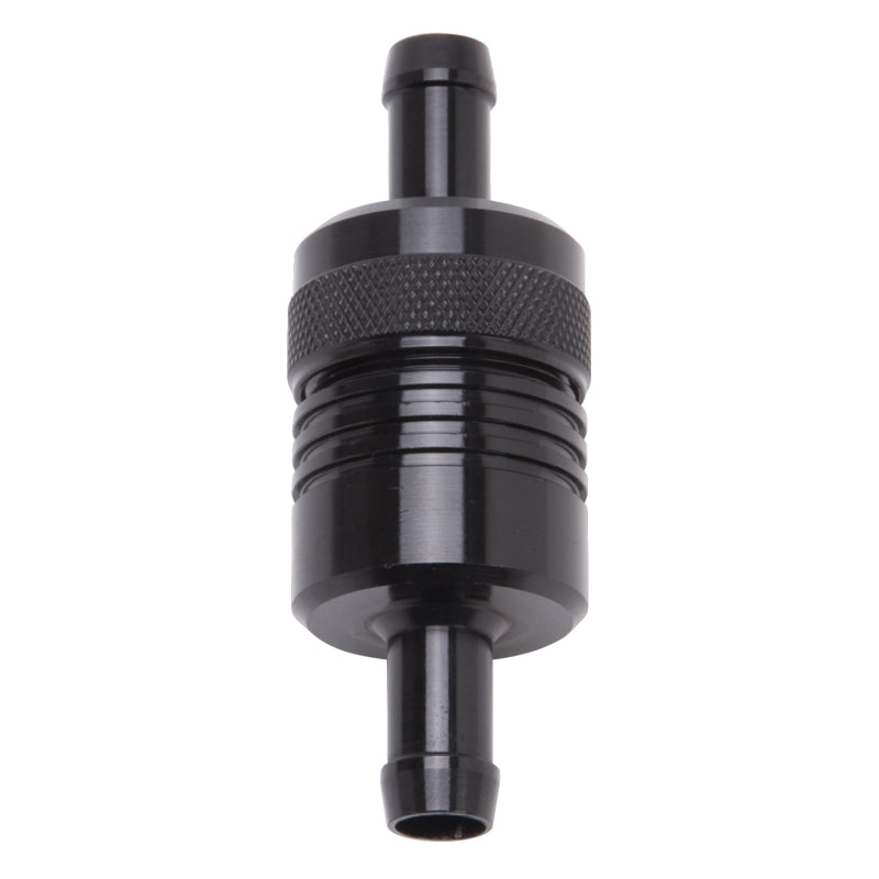 Load image into Gallery viewer, Edelbrock Fuel Filter Aluminum 3In X 01/ 1/8In 3/8In Inlet/Outlet Black
