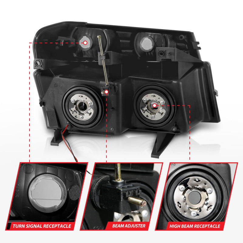 Load image into Gallery viewer, ANZO 04-12 GM Colorado/Canyon/I-Series Crystal Headlights - w/ Light Bar Black Housing 4pcs
