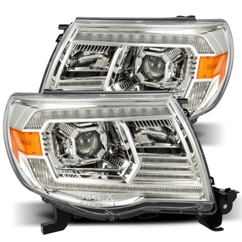 Load image into Gallery viewer, AlphaRex 05-11 Toyota Tacoma LUXX LED Projector Headlights Plank Style Chrome w/Activation Light/DRL
