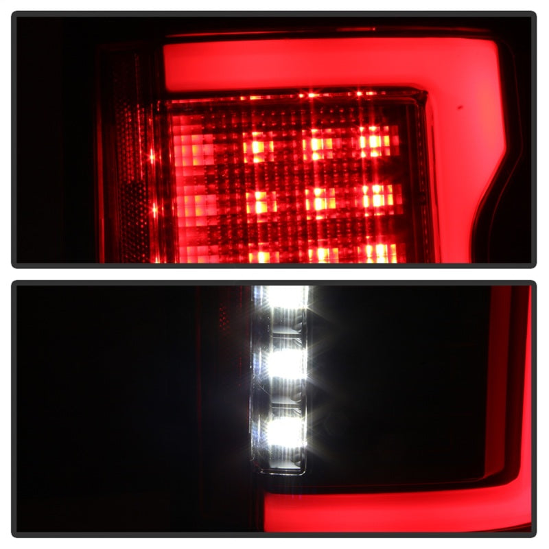 Load image into Gallery viewer, Spyder 15-18 Ford F-150 Light Bar LED Tail Lights (w/Blind Spot) - Black (ALT-YD-FF15015BS-LBLED-BK)

