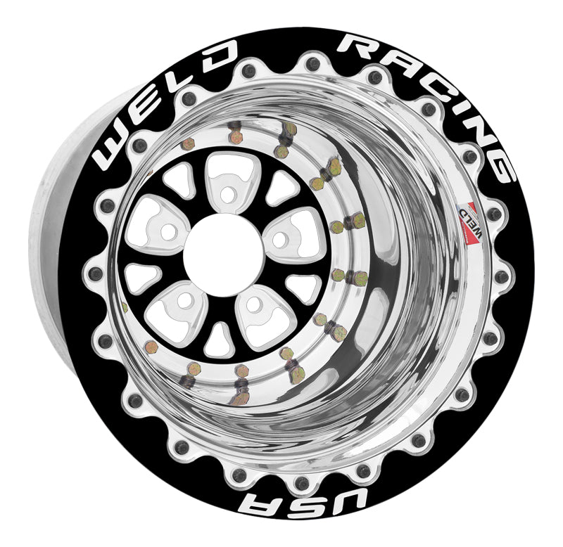Load image into Gallery viewer, Weld V-Series 15x15 / 5x4.75 BP / 5in. BS Black Wheel - Black Double Beadlock
