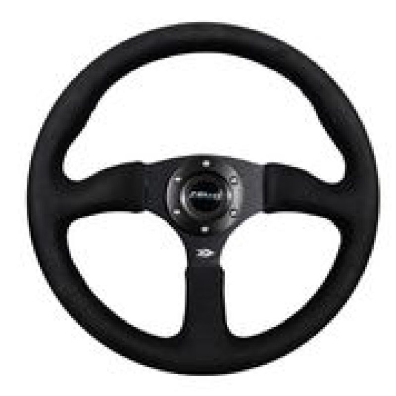Load image into Gallery viewer, NRG Reinforced Steering Wheel (350mm / 2.5in. Deep)Blk Alcantara Comfort Grip w/4mm Matte Blk Spokes

