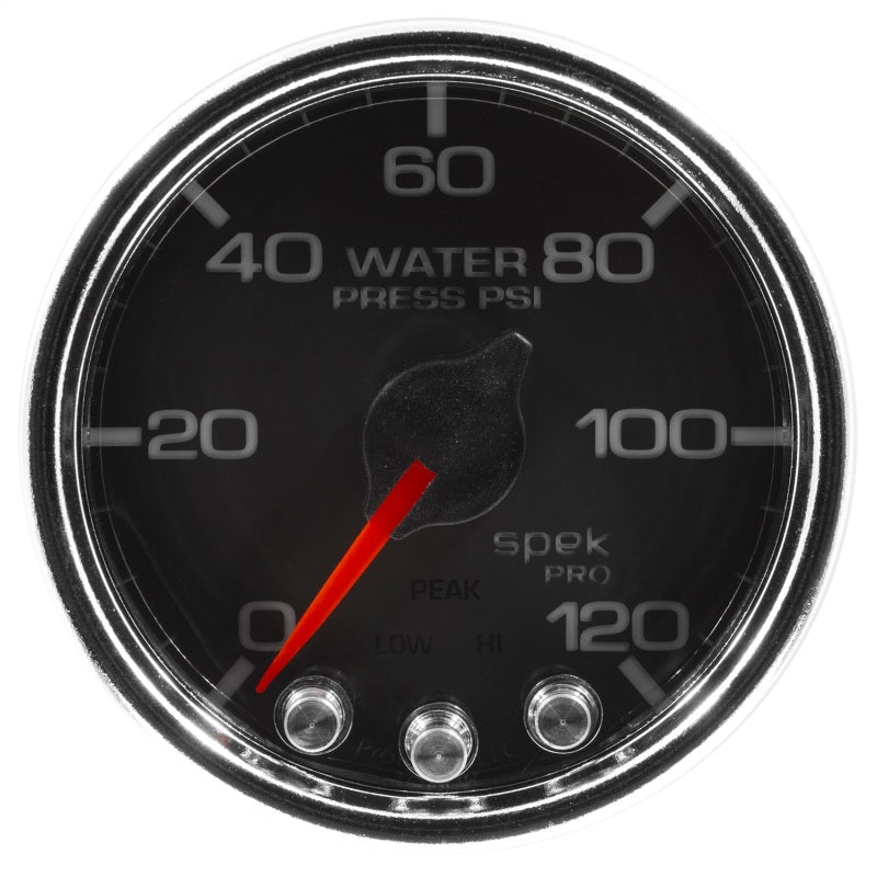 Load image into Gallery viewer, Autometer Spek-Pro Gauge Water Press 2 1/16in 120psi Stepper Motor W/Peak &amp; Warn Blk/Chrm
