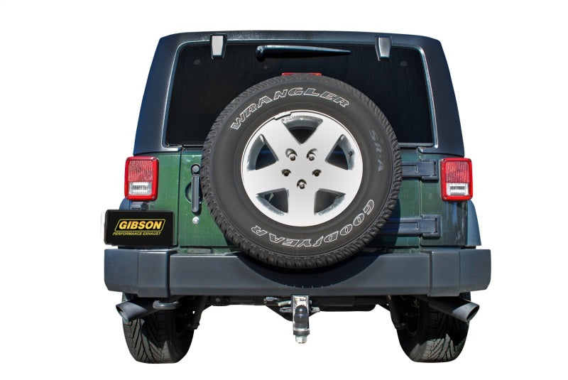 Load image into Gallery viewer, Gibson 07-17 Jeep Wrangler JK Sport 3.8L 2.5in Cat-Back Dual Extreme Exhaust - Black Elite (Ceramic)
