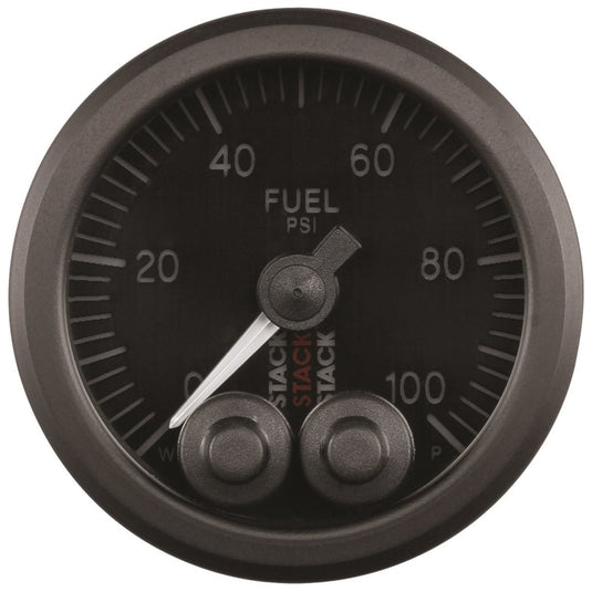 Autometer Stack Instruments Pro Control 52mm 0-100 PSI Fuel Pressure Gauge - Black (1/8in NPTF Male)