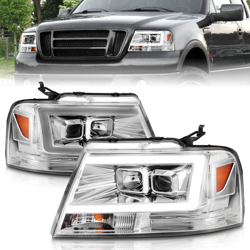 Load image into Gallery viewer, ANZO 2004-2008 Ford  F-150 Projector Headlights w/ Light Bar Chrome Housing
