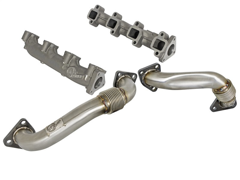 Load image into Gallery viewer, aFe 01-04 GM V8-6.6L LB7 Twisted Steel Manifold w/ Up Pipe
