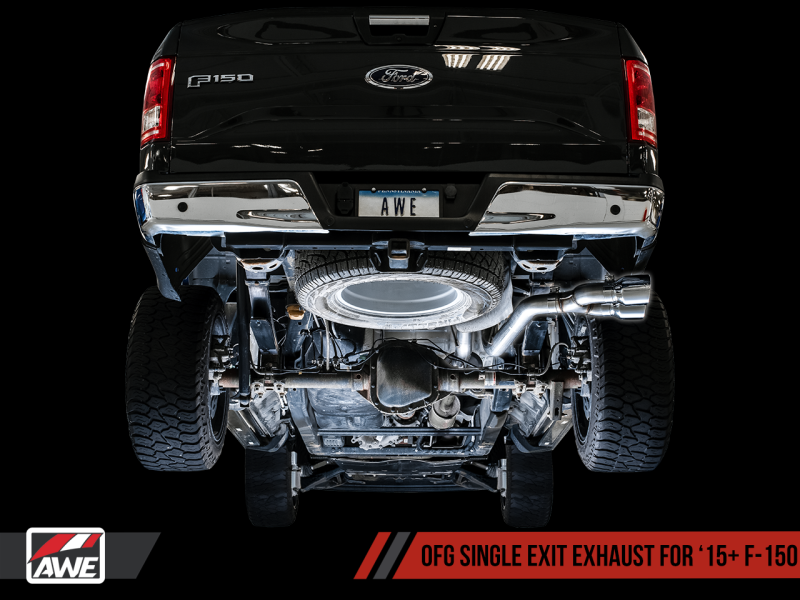 Load image into Gallery viewer, AWE Tuning 2015+ Ford F-150 0FG Single Exit Performance Exhaust System w/4.5in Chrome Silver Tips
