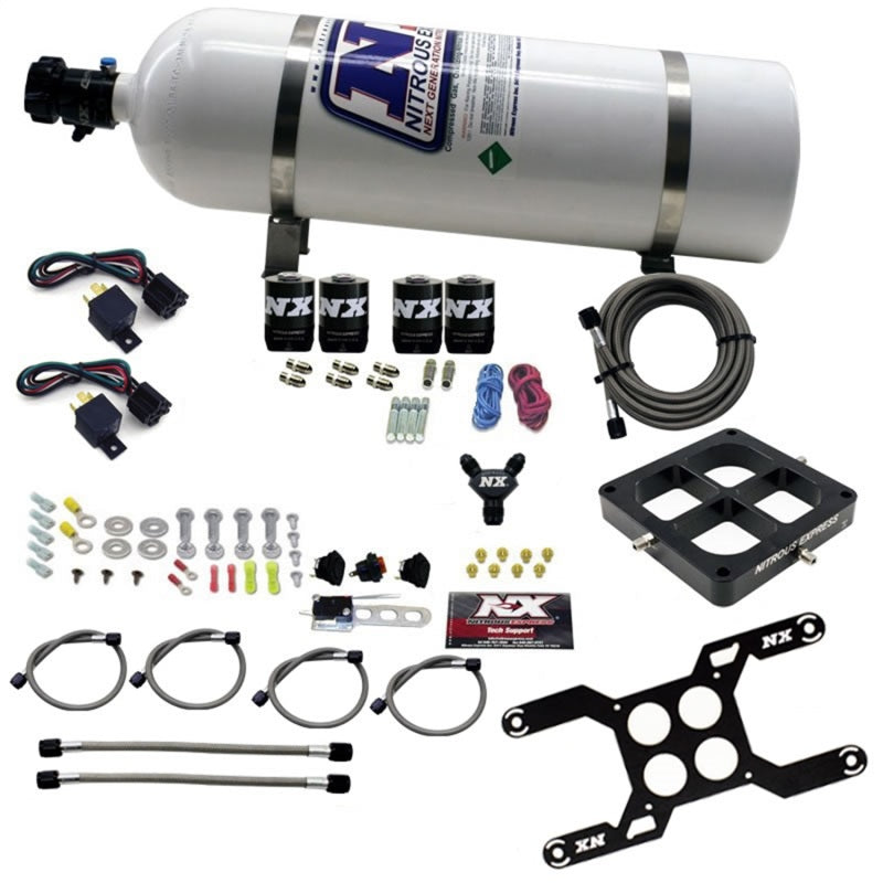 Load image into Gallery viewer, Nitrous Express Dominator Dual Stage Billet Crossbar Nitrous Kit (50-300 &amp; 100-500HP) w/15lb Bottle

