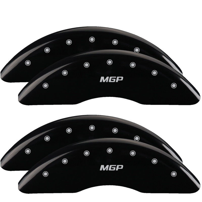 Load image into Gallery viewer, MGP 4 Caliper Covers Engraved Front &amp; Rear 2019+ Ram 2500/3500 Black Finish Silver MGP Logo
