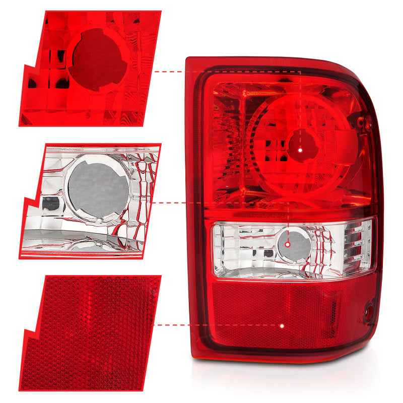 Load image into Gallery viewer, ANZO 2001-2011 Ford Ranger Taillights w/ Red/Clear Lens (OE Replacement) Pair
