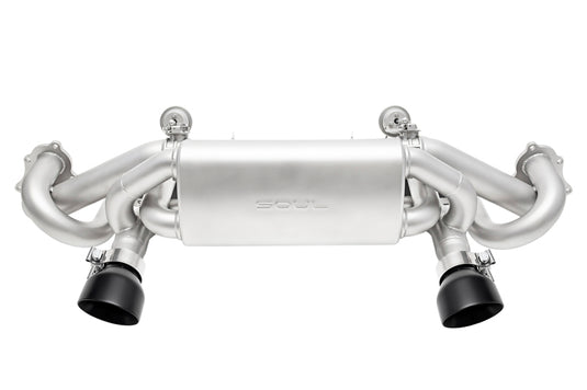 SOUL 2020+ Porsche 718 GT4 / Spyder / GTS 4.0L Valved Exhaust - Ceramic Black Slash Tips - No VC