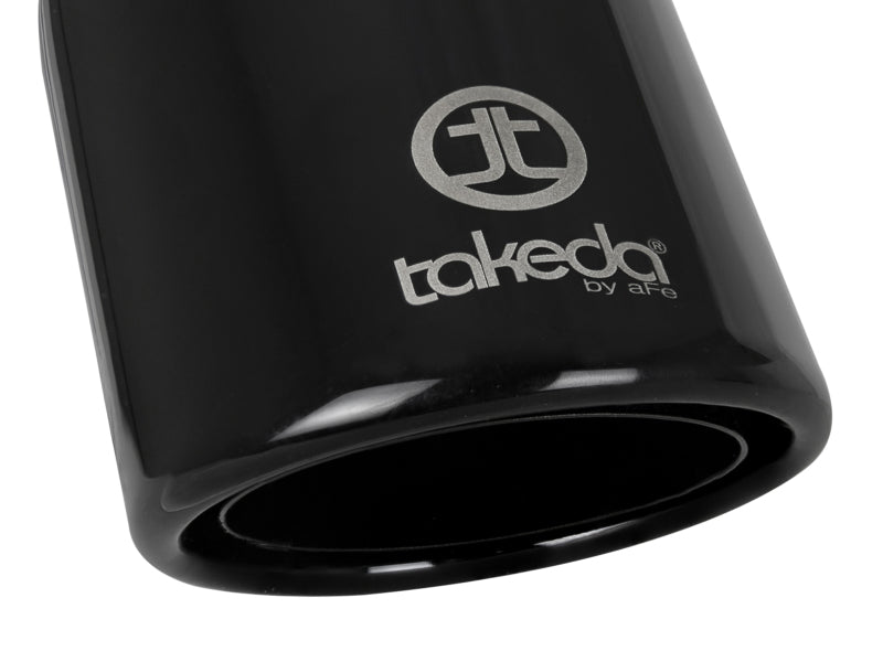 Load image into Gallery viewer, aFe Takeda 304 Stainless Steel Clamp-On Exhaust Tip 2.5in.Inlet / 4in Outlet - Black
