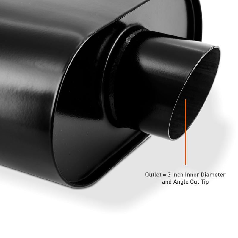 Load image into Gallery viewer, Mishimoto Muffler with 3in Center Inlet/Outlet - Angled Tip - Black

