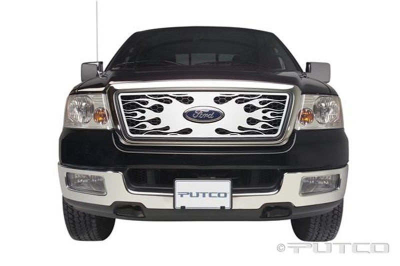 Load image into Gallery viewer, Putco 04-08 Ford F-150 (Honeycomb Grille) w/ Logo CutOut Flaming Inferno Stainless Steel Grille
