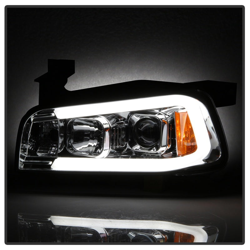 Load image into Gallery viewer, Spyder Dodge Charger 06-10 Projector Headlights - LED Light Bar - Chrome PRO-YD-DCH05V2-LB-C
