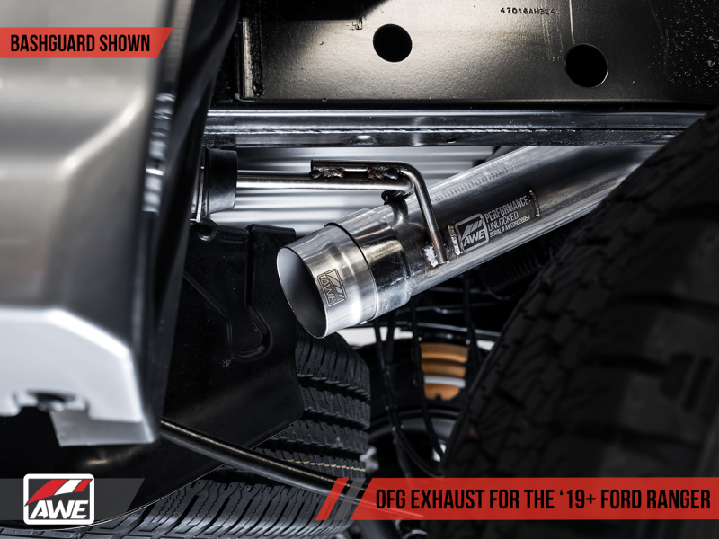 Load image into Gallery viewer, AWE Tuning 2019+ Ford Ranger 0FG Performance Exhaust System w/Chrome Silver Tips &amp; Bash Guard
