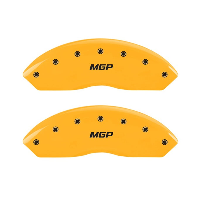 MGP 2 Caliper Covers Engraved Front MGP Yellow Finish Black Characters 2006 Jeep Wrangler