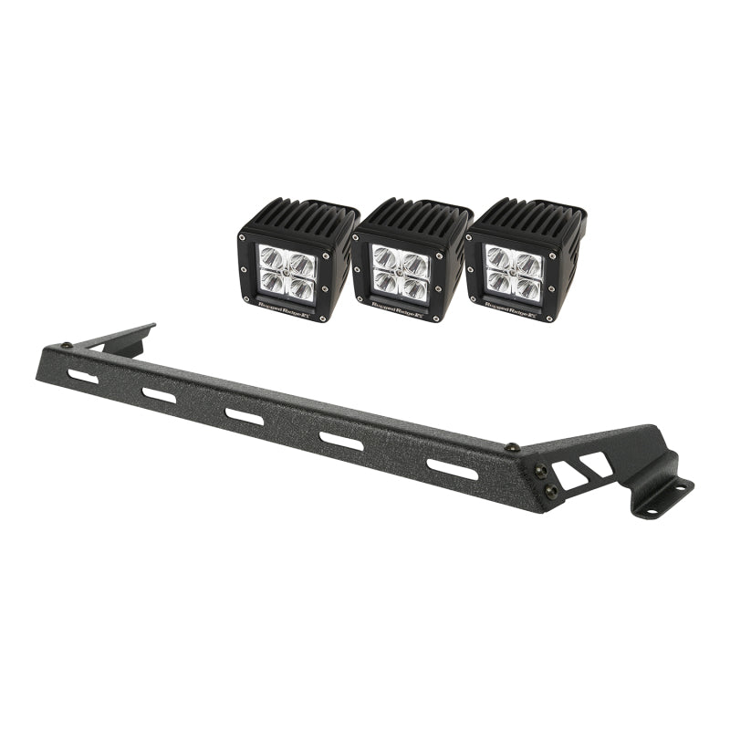 Load image into Gallery viewer, Rugged Ridge 07-18 Jeep Wrangler JK Black 3 Sqaure LED Hood Mounted Light Bar Kit
