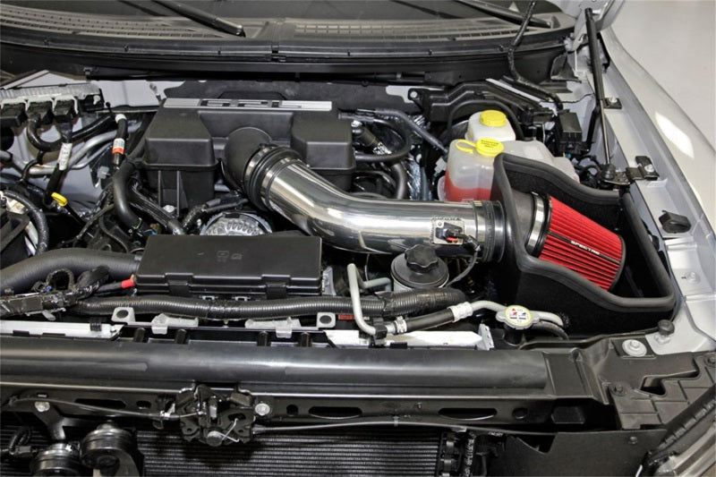 Load image into Gallery viewer, Spectre 11-14 Ford F150 SVT Raptor V8-6.2L F/I Air Intake Kit - Polished w/Red Filter
