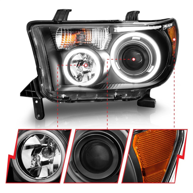 Load image into Gallery viewer, ANZO 2007-2013 Toyota Tundra Projector Headlights w/ Halo Black (CCFL)
