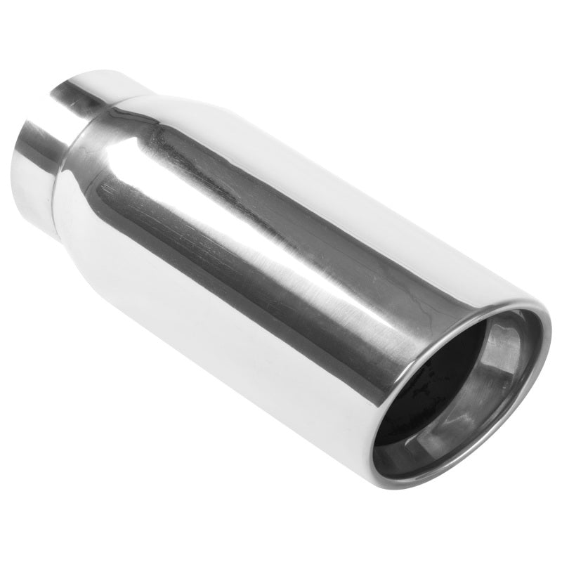 Load image into Gallery viewer, MagnaFlow Tip Stainless Double Wall Round Single Outlet Polished 4.5in DIA 3.5in Inlet 12in Length
