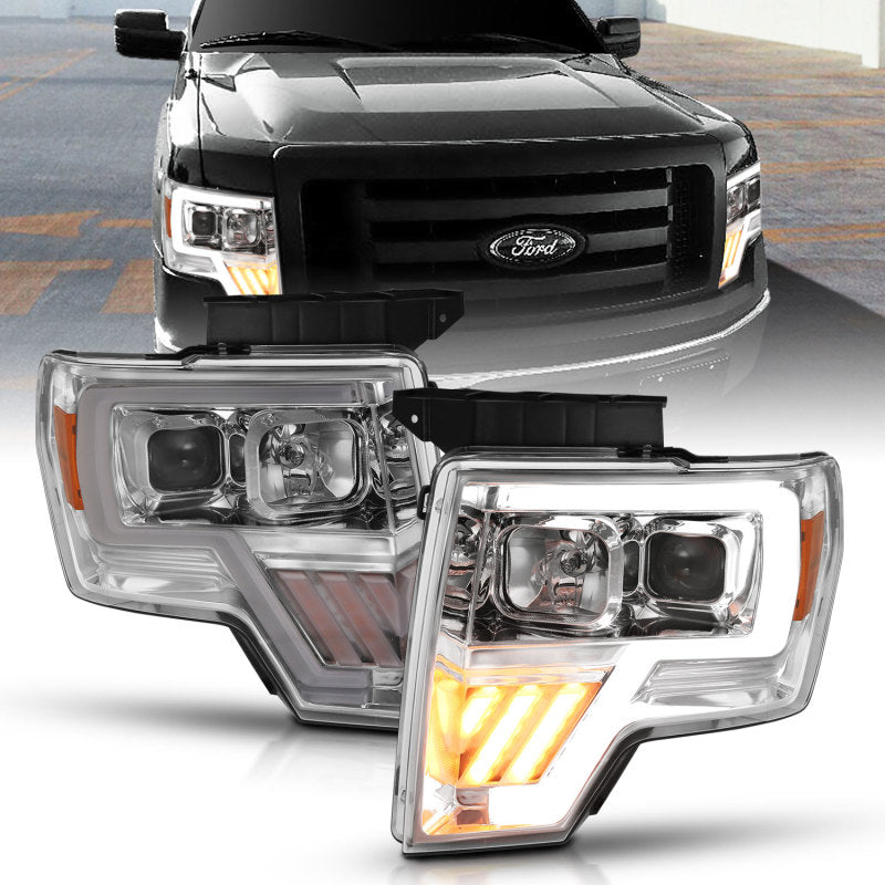 Load image into Gallery viewer, ANZO 2009-2014 Ford F-150 Projector Headlight Chrome Amber
