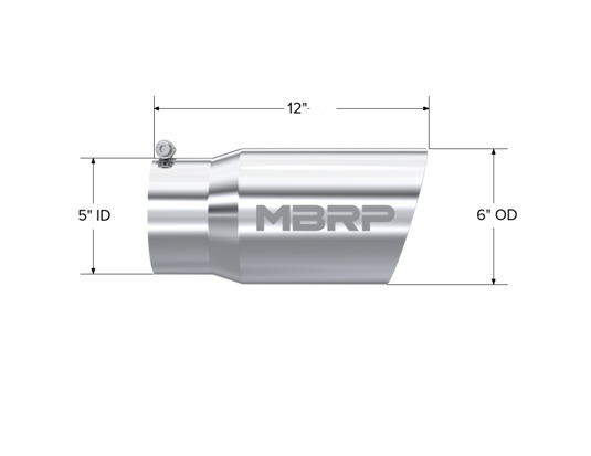 MBRP Universal Tip 6 O.D. Dual Wall Angled 5 inlet 12 length