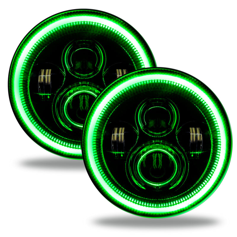 Load image into Gallery viewer, Oracle 7in High Powered LED Headlights - Black Bezel - Green

