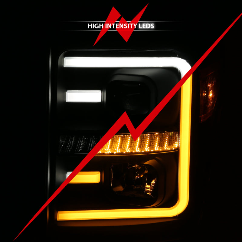Load image into Gallery viewer, ANZO 2011-2016 Ford F250 Projector Headlights w/ Plank Style Switchback Black w/ Amber

