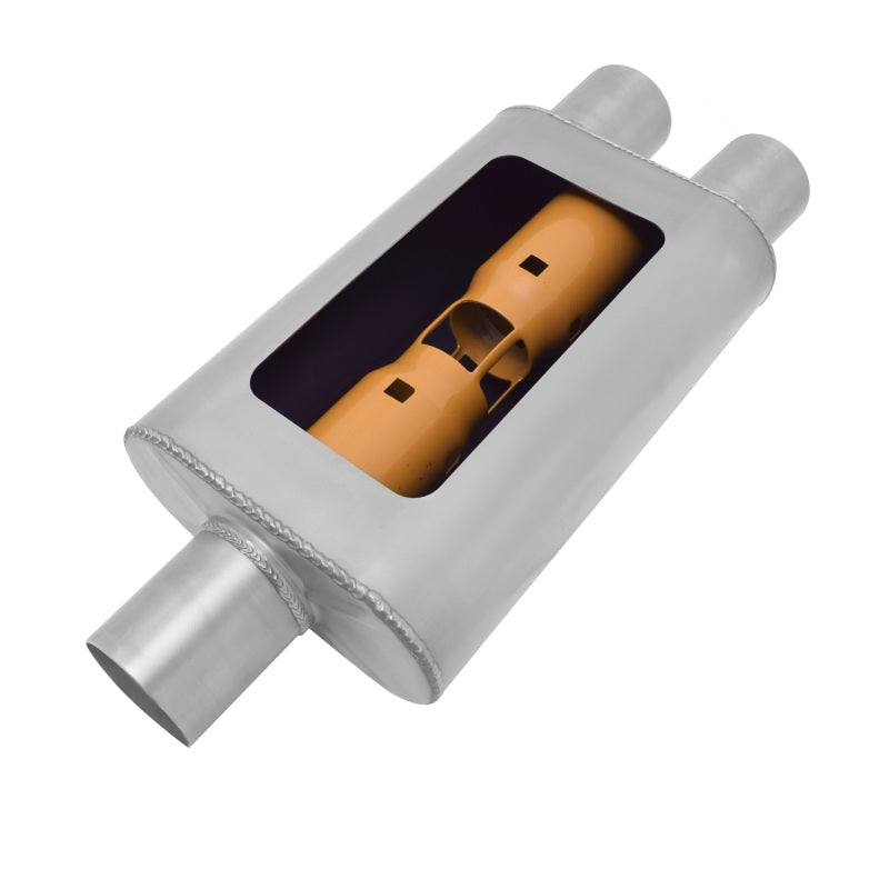 Load image into Gallery viewer, Gibson MWA Superflow Center/Dual Oval Muffler - 4x9x14in/3in Inlet/3in Outlet - Stainless
