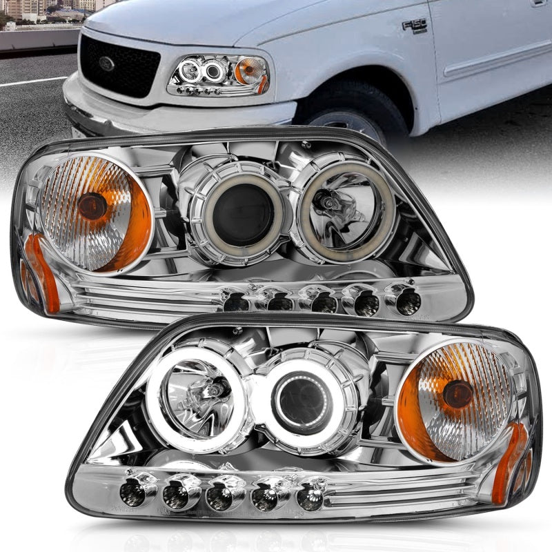 Load image into Gallery viewer, ANZO 1997.5-2003 Ford F-150 Projector Headlights w/ Halo Chrome 1pc
