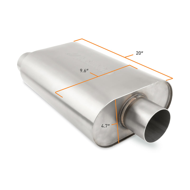 Load image into Gallery viewer, Mishimoto Universal Muffler with 3.0in Offset Inlet/Outlet - Brushed
